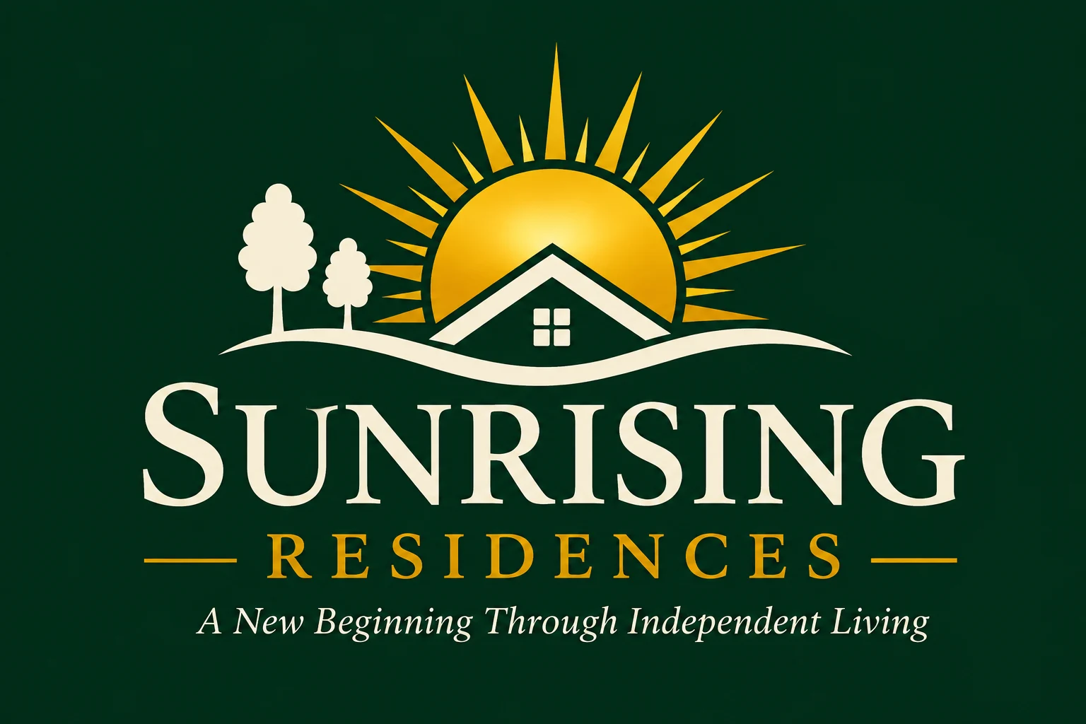 Sunrising Residences green and gold brand identity